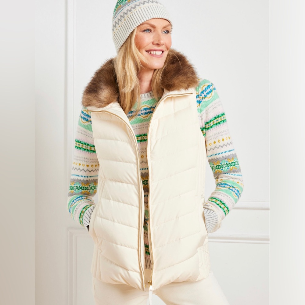 Talbots Down Puffer Vest, Size S, Ivory